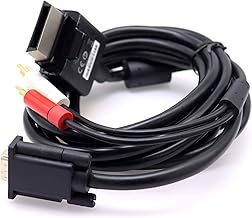 Deal4GO High Definition HDTV RCA VGA AV Composite Video Cable X851849-001 for Xbox 360 Slim Black (NO Packaging)
