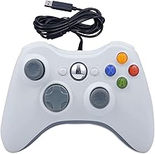 USB Wired Game Pad Controller, Compatible with Xbox 360, Xbox 360 Slim, Windows PC - Replacement USB Wired Gamepad (White)