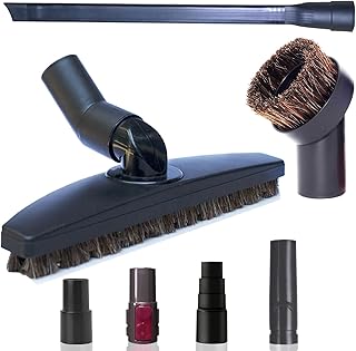 Vacuum Cleaner Attachments for Hard Floors & Small Spaces - Horsehair Dust Brush, Vacuum Head for Hard Floor, Flexible Crevice Tool & Vacuum Hose Adapter Kit - 1 1/4'' Shop Vac Accessories