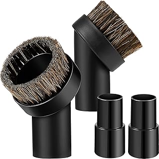 Horsehair Vacuum Brush Round Horse Hair Dust Brush Bristle Cleaner Vacuum Brush Attachment 1-1/4 Inch Black Brush Replacement with 1.25 to 1.37 Inch Vacuum Hose Adapter Tool for Standard Hose
