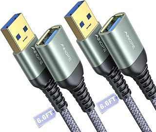 AINOPE USB Extender USB Extension Cable, (2 Pack,6.6FT) USB 3.0 Extension Cable Male to Female, Fast Data Transfer Compatible USB Keyboard,Mouse,Flash Drive,Hard Drive