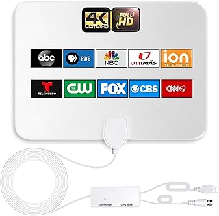 TV Antenna - Digital Antenna for TV Support 4K 1080p Antenna TV Digital HD Indoor Free Local Channels-Support TV Antenna for Smart TV and All Older TV's -Signal Booster 16FT Coax HDTV Cable