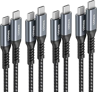 NIMASO USB C to USB C Cable 60W 4Pack[10ft+6.6ft+3.3ft+1ft], USB Type C Charger Cord for iPhone 15/15 Pro/15 Plus/15 Pro Max,iPad Mini 6/ Pro 2021,iPad Air 4,MacBook Pro 2020,Samsung Galaxy S23,Switch