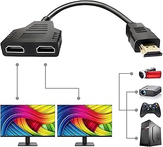 HDMI Splitter Cables Male 1080P to Dual HDMI Female 1 to 2 Way HDMI Splitter Adapter Cable for HDTV HD, LED, LCD, TV, Support Two TVs at The Same Time