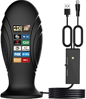 TV Antenna for Smart TV Indoor, Antenna for TV Without Cable, Amplified Signal Booster Support 4K 1080p and All Old TVs,with High Performance Coax Cable.(Black)