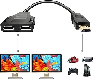 HDMI Splitter Adapter Cable - HDMI Splitter 1 in 2 Out/HDMI Male to Dual HDMI Female 1 to 2 Way for HDMI HD, LED, LCD, TV, Support Two TVs at The Same Time