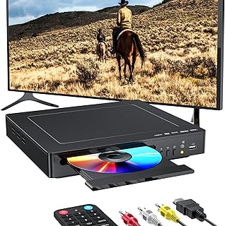 DVD Players for Smart TV with HDMI, Simple DVD Player for Elderly, DVD Players That Play All Regions, CD Player for Home Stereo System - Black