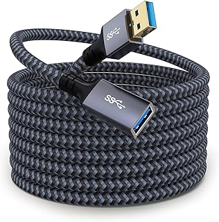 Hisatey USB 3.0 Extension Cable 20 FT Long Nylon Braided USB Male to Female Cable Heavy Duty USB Extender