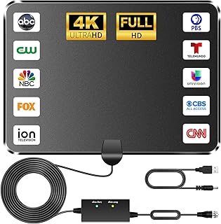 2023 Upgraded TV Antenna Smart Digital HD Indoor, Antenna Amplifier 360+ Miles Range - Support 8K 4K 1080p Fire Stick and All TVs VHF UHF - Outdoor Signal Booster for Local Channels - 18ft Cable